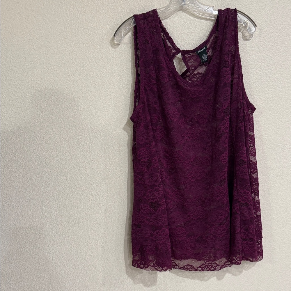 Chic Torrid Size 2 Lace Tank Top - Deep Orchid Purple EUC
